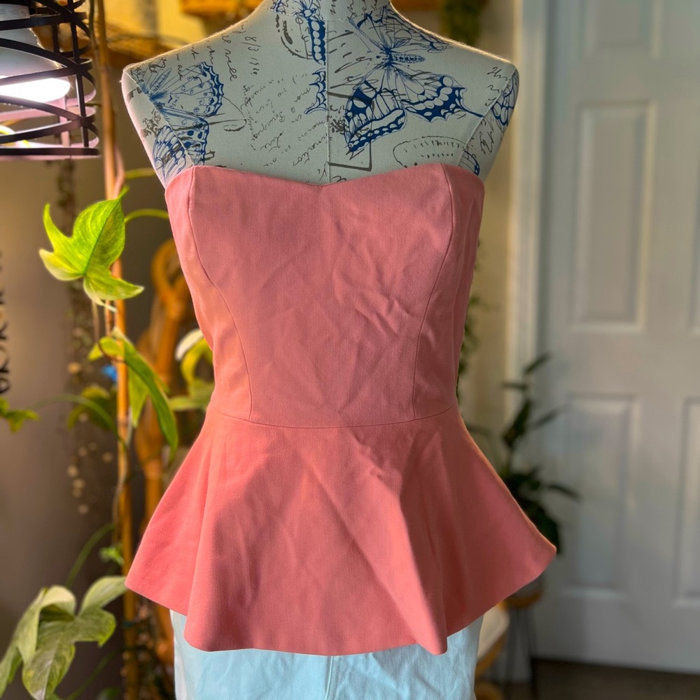 Peplum pink tube top EUC